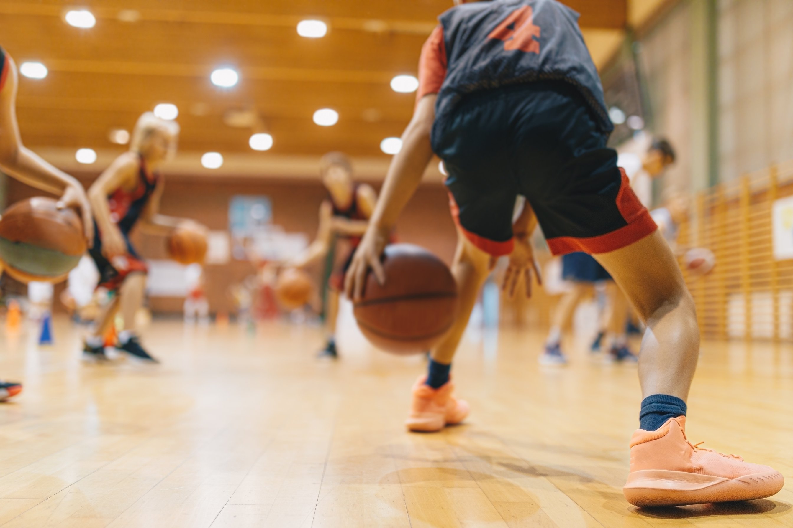 Young Basketball Player on Practice Session. Youth Basketball Te